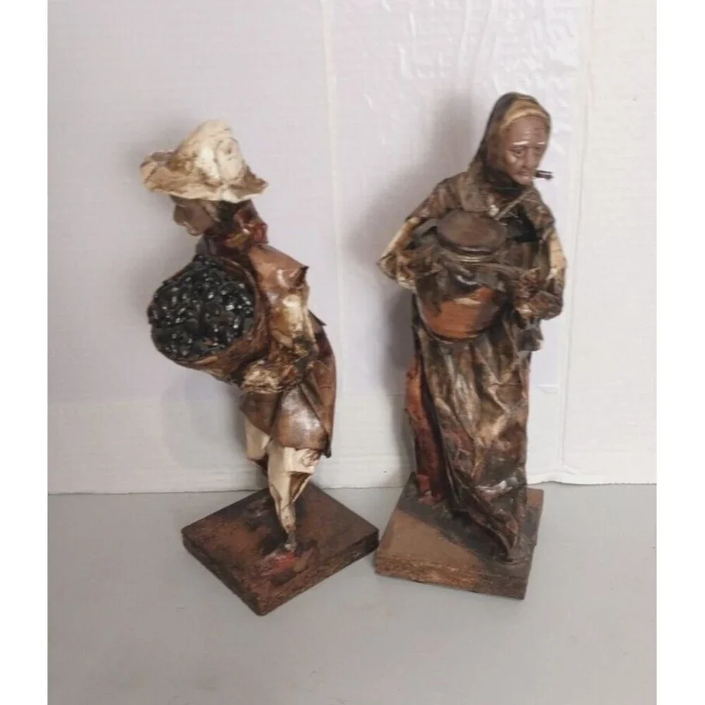 VTG Mexican Folk Art Paper Mache Sculpture Figurines Village People